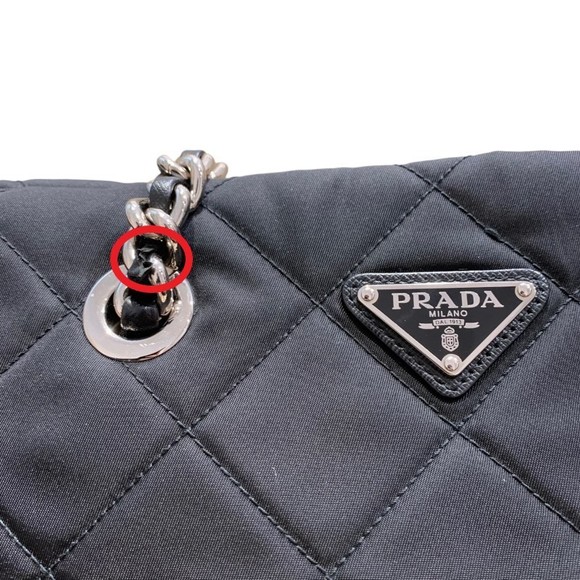 Prada Quilted Chain Tote Bag 2way Shoulder Bag Black - Picture 7 of 10